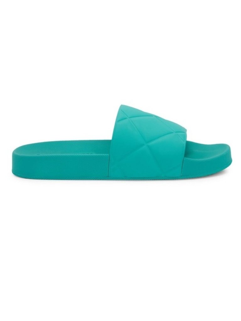 Bottega Veneta Slider Quilted Rubber Pool Slides Neptune Green Women’s 9